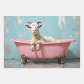 Geit in een roze bad inpakpapier vel (Voorkant)