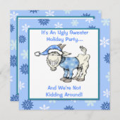 Geit in een Ugly Sweater Holiday Party Kaart (Voorkant / Achterkant)