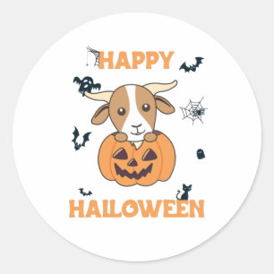 Geit in pompoenkottergeiten Happy Halloween Ronde Sticker
