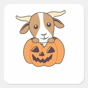 Geit in pompoenkottergeiten Happy Halloween Vierkante Sticker