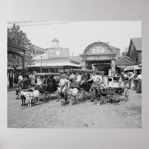 Geit Karren op Coney Island, 1910. Antiek Poster