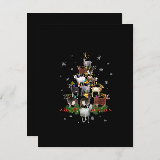 Geit Kerstboom Sneeuw Geit Kerstmis Kaart (Voorkant / Achterkant)