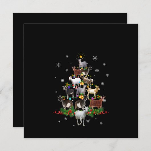 Geit Kerstboom Sneeuw Geit Kerstmis Kaart (Voorkant / Achterkant)