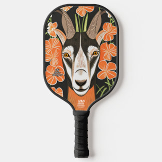 Geit met bloemen Gepersonaliseerde Pickleball Padd Paddle