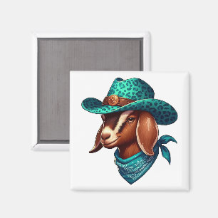 Geit met een stijlvol cowboy Pet en bandana Magneet