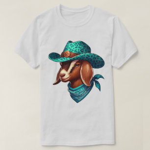 Geit met een stijlvol cowboy Pet en bandana T-shirt