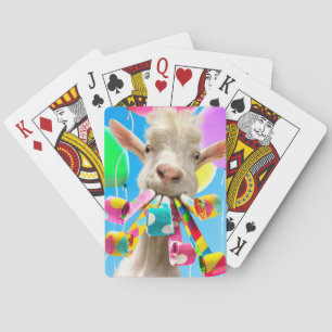 Geit met feestartikels pokerkaarten