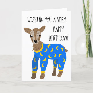 Geit met pyjama's Cute Illustratie Verjaardag Kaart