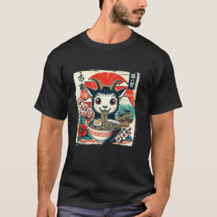 Geit Ramen Retro Grappig Japans Versleten T-shirt