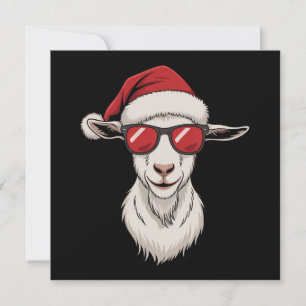Geit Santa Hoed Grappig Schattig Boerderij Dier Bo Feestdagenkaart