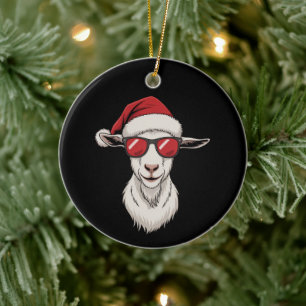 Geit Santa Hoed Grappig Schattig Boerderij Dier Bo Keramisch Ornament