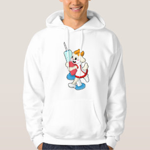 Geitel als verpleegster bij vaccinatie met spuit hoodie
