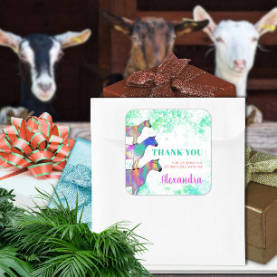 Geiten Boerderij Dier Verjaardagsfeestje Bedankt Vierkante Sticker