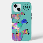 Geiten Kleurrijke Boerderij Dierlijke Kunst Monogr Case-Mate iPhone Case (Achterkant)