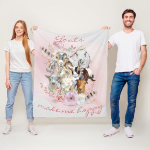 Geiten maken me gelukkige Waterverf Geitportretten Fleece Deken