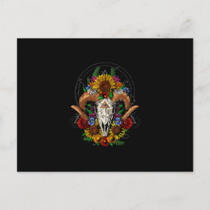 Geiten schedel psychedelische zonnebloemen uitnodiging briefkaart