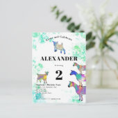 Geiten van geboorte, kleurrijke Waterverf Uitnodiging Briefkaart (Staand voorkant)