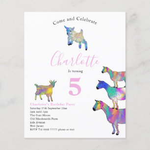 Geiten Waterverf Girls Birthday Party Budget Flyer