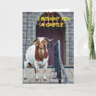 Geitenkaart en Castle Birthday Card Kaart