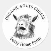 Geitenkaas Voeg Naam toe Zwart en Wit Ronde Sticker (Voorkant)