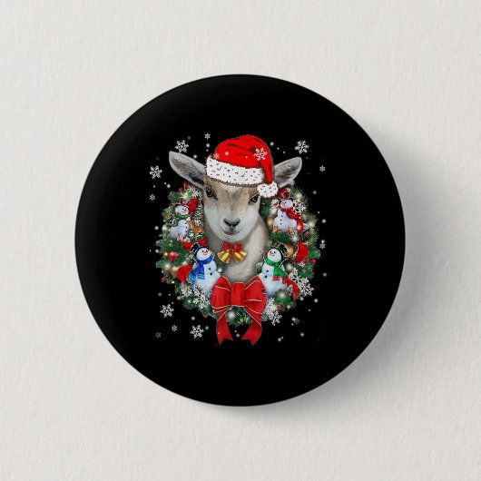 Geitenkerstversiering Ronde Button 5,7 Cm (Voorkant)