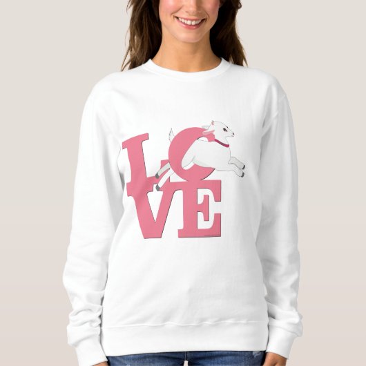 GEITENLIEFHEBBER | BABY PINK Goat L O V E - Witte  Trui (Voorkant)