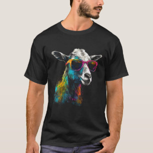Geitenliefhebber Kunstwerk Zonnebril Kleurrijke Di T-shirt