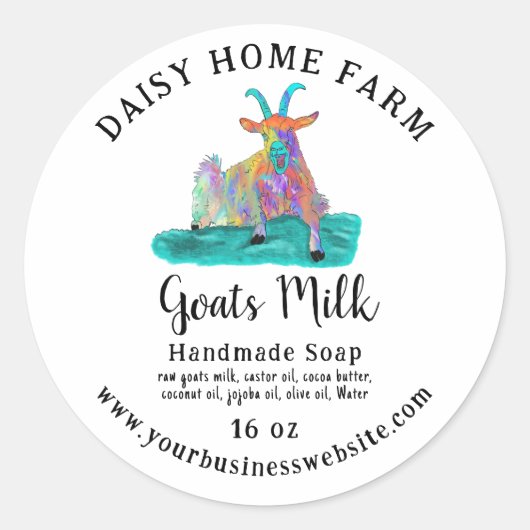 Geitenmelk Zeep Bedrijfsnaam Website Kleurrijk Ronde Sticker (Voorkant)