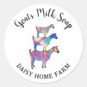 Geitenmelkzeep Voeg naam toe Kleurrijke Boerderij Ronde Sticker (Voorkant)