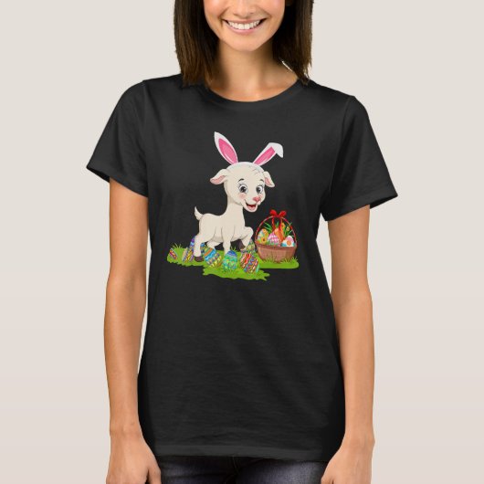 Geitenpaasjacht Bunny Goat Paaszondag T-shirt (Voorkant)
