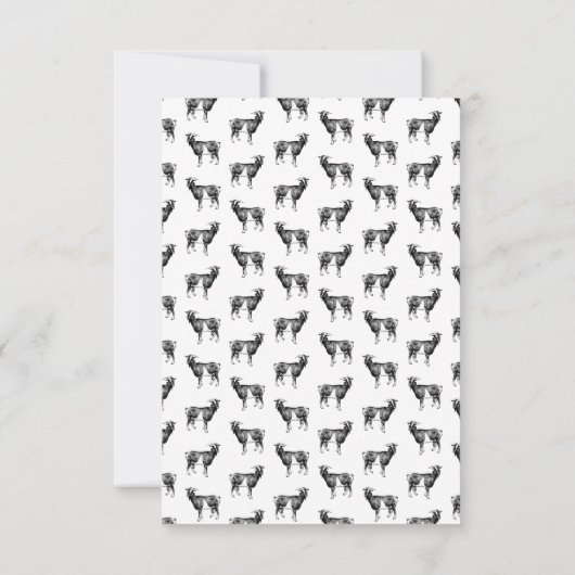 Geitenprintpatroon AANGEPASTE ACHTERGRONDKLEUR Bedankkaart (Achterkant)