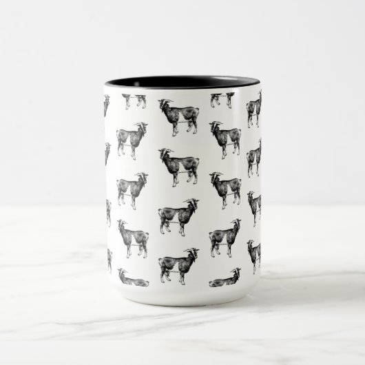 Geitenprintpatroon AANGEPASTE ACHTERGRONDKLEUR Mok (Midden)