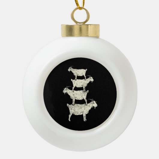 Geitenretro Keramische Bal Ornament (Voorkant)