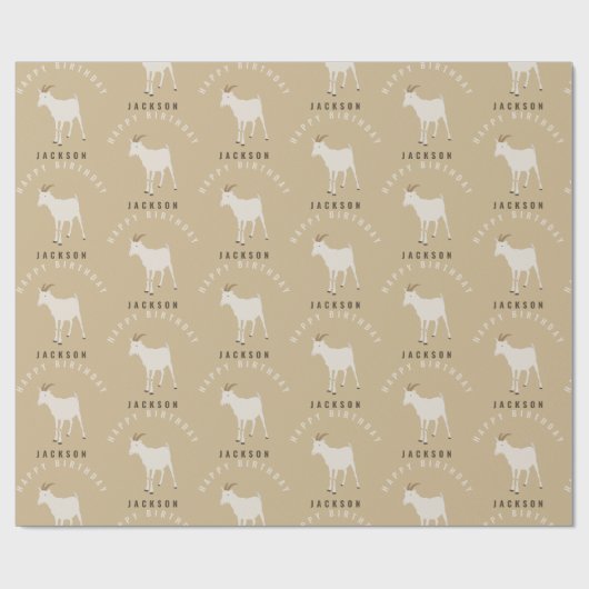 Geitenvlees Eigen dierpatroon Eigen geboortedag Cadeaupapier (Vlak)