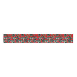 Geitic Black and red roses patroon Grosgrain Lint