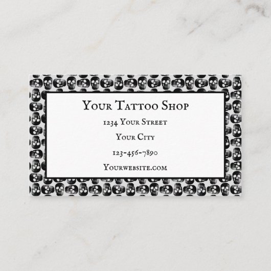 Geitic Skull White en Black Pattern Visitekaartje (Achterkant)
