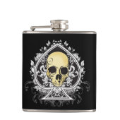 Geitic style black ace of spades with skull, heupfles (Voorkant)