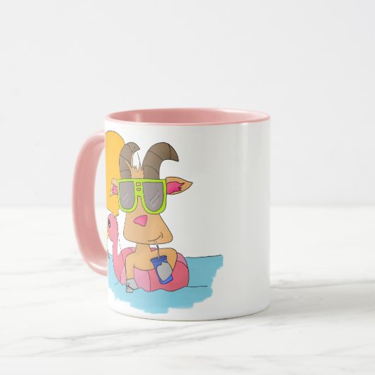 Geitje in een Flamingo Float - Koffie Mok (Voorkant links)