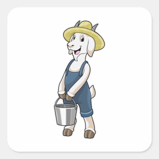 Geitte als boer met Bucket Vierkante Sticker (Voorkant)