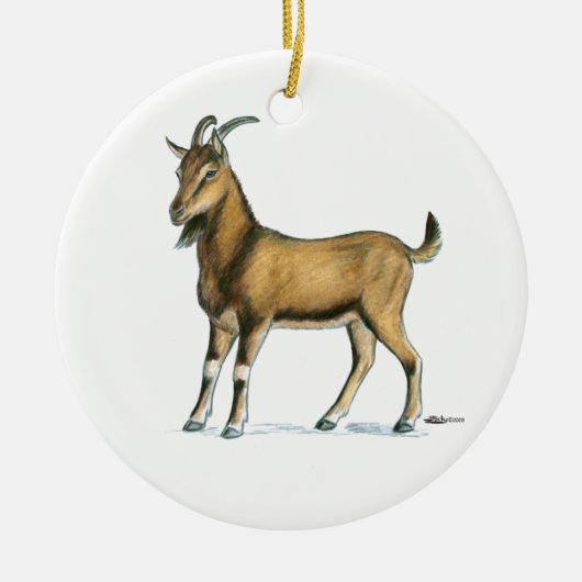Geitte: bruin keramisch ornament (Voorkant)