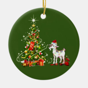 Geitte met Pet LIGHTS Kerstmis Keramisch Ornament