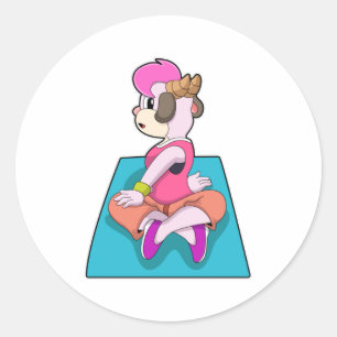 Geitte Yoga op Yoga mat Ronde Sticker