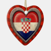 Gejaarde Kroatische vlag met lichte stralen Keramisch Ornament (Rechts)