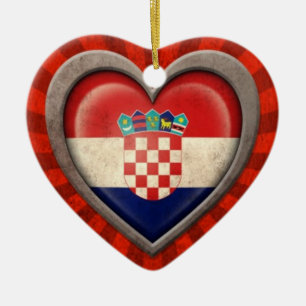 Gejaarde Kroatische vlag met lichte stralen Keramisch Ornament