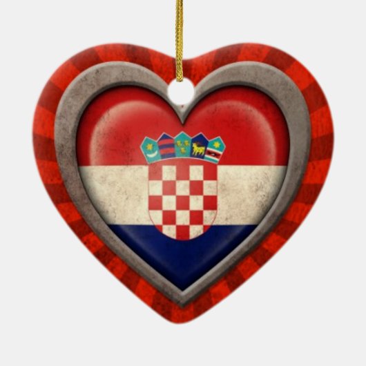 Gejaarde Kroatische vlag met lichte stralen Keramisch Ornament (Achterkant)