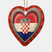 Gejaarde Kroatische vlag met lichte stralen Keramisch Ornament (Links)