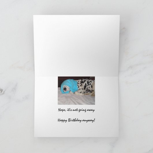 Gejaarde leeftijd niet gelukkig, Humor met hond Kaart (Binnen)