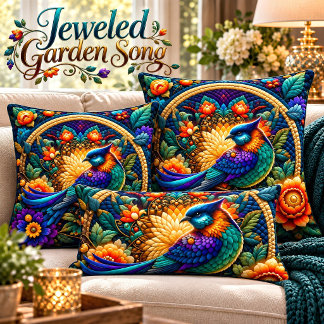 Gejuweelde Tuinzang Gequilteerde Vogel Worp Kussen