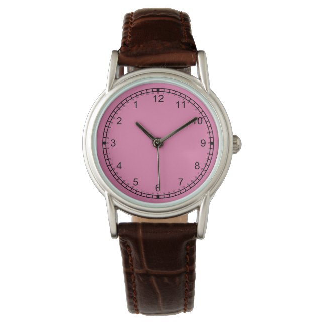 gek achterstevoren roze horloge (Voorkant)