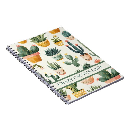"Gek cactus dame! tekst op een cactus ontwerp Notitieboek (Rechterzijde)